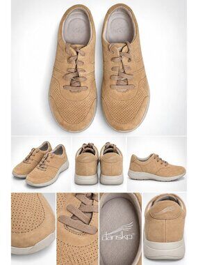 Dansko Womens Alissa Sneaker Milled Nubuck Suede Lace-Up Sneakers Size 11 Tan